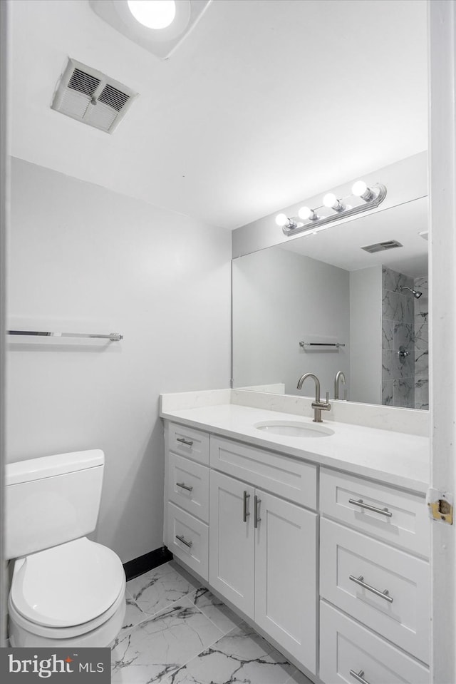 6317 Park Heights Ave Unit 616, Baltimore, MD 21215 - bathroom with vanity, toilet, baseboards, and visible vents