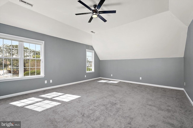 10288 Broken Sound Blvd, Ocean City, MD 21842 - bonus room featuring vaulted ceiling, baseboards, carpet floors, and ceiling fan