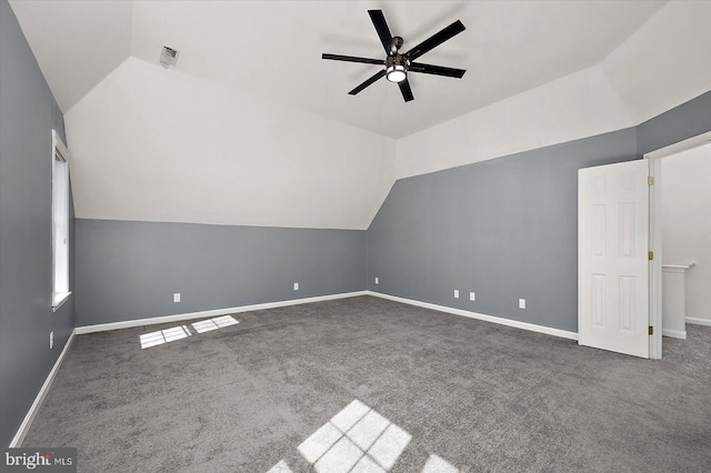 10288 Broken Sound Blvd, Ocean City, MD 21842 - bonus room with lofted ceiling, a ceiling fan, carpet, and baseboards