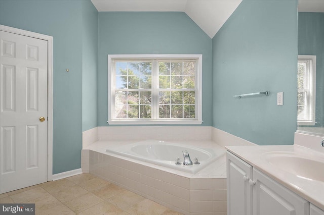 10288 Broken Sound Blvd, Ocean City, MD 21842 - full bath featuring a bath, vanity, and lofted ceiling
