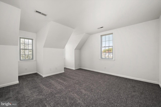 10288 Broken Sound Blvd, Ocean City, MD 21842 - additional living space with healthy amount of natural light, vaulted ceiling, dark colored carpet, and baseboards