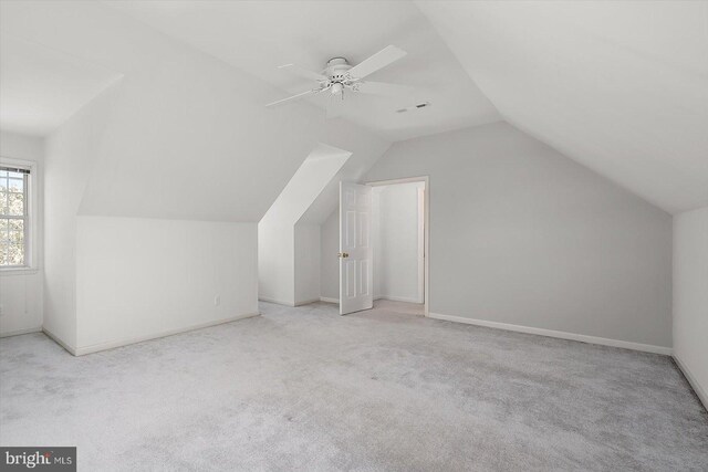 10288 Broken Sound Blvd, Ocean City, MD 21842 - bonus room featuring light colored carpet, vaulted ceiling, a ceiling fan, and baseboards