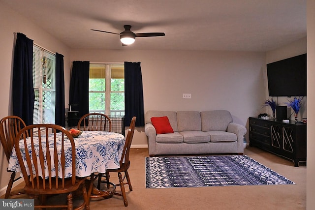 359 Old Linden Rd, Linden, VA 22642 - dining room with carpet floors, ceiling fan, and baseboards