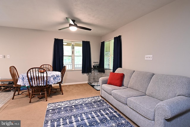 359 Old Linden Rd, Linden, VA 22642 - living room with carpet floors, a ceiling fan, and baseboards