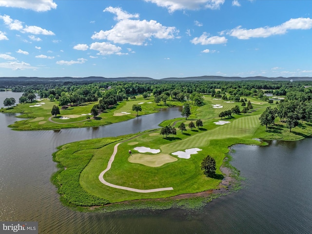14484 Bluff Point Ct, Gainesville, VA 20155 - drone / aerial view of a water and mountain view and a golf course