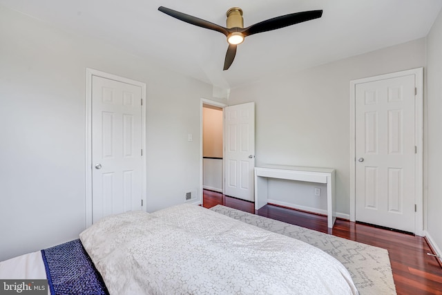 236 Nicholson St NE, Washington, DC 20011 - bedroom with ceiling fan, visible vents, and dark wood-style floors