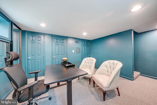 236 Nicholson St NE, Washington, DC 20011 - office area with carpet flooring, baseboards, and recessed lighting