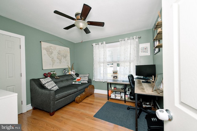 208 Veterans Ave, West Berlin, NJ 08091 - office area with ceiling fan, wood finished floors, and baseboards
