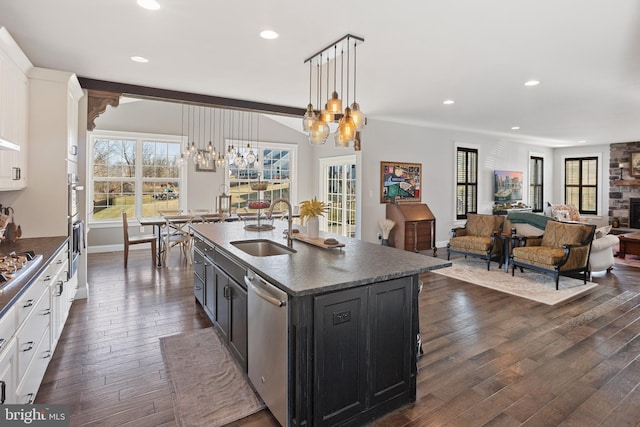 33 Docwill Dr, Barto, PA 19504 - kitchen with white cabinetry, an inviting chandelier, appliances with stainless steel finishes, and a sink