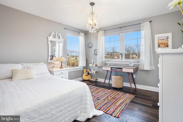 33 Docwill Dr, Barto, PA 19504 - bedroom with wood finished floors, a chandelier, and baseboards