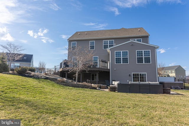 33 Docwill Dr, Barto, PA 19504 - back of property with a lawn, a wooden deck, and outdoor lounge area