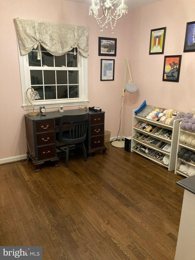 5 Garfield Ct, Gaithersburg, MD 20882 - office area with a chandelier and wood finished floors