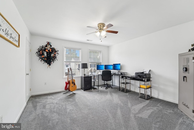 806 209th St, Pasadena, MD 21122 - carpeted office with ceiling fan and baseboards