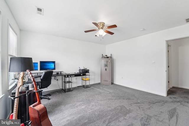 806 209th St, Pasadena, MD 21122 - office space with a ceiling fan, carpet floors, and baseboards