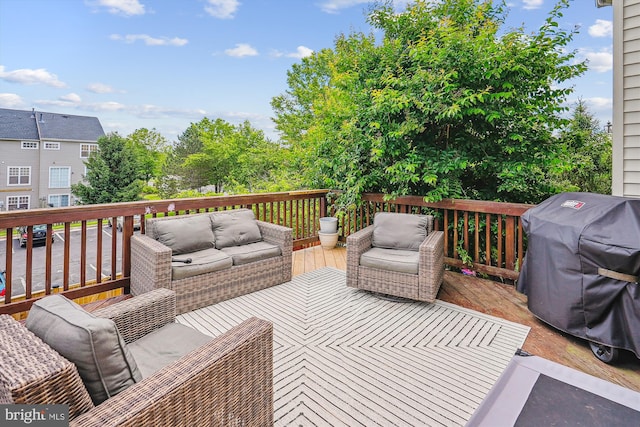 12205 Desoto Falls Ct, Bristow, VA 20136 - deck featuring an outdoor living space and a grill
