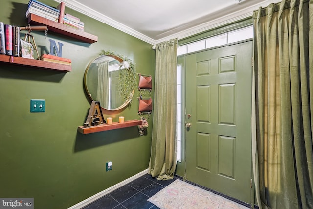 12205 Desoto Falls Ct, Bristow, VA 20136 - entrance foyer featuring ornamental molding, dark tile patterned floors, and baseboards