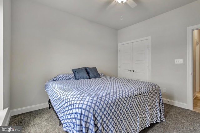 40 Doc Ct, Felton, DE 19943 - bedroom with carpet flooring, baseboards, a closet, and a ceiling fan