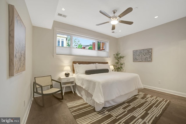 1332 Park Rd NW Unit A, Washington, DC 20010 - bedroom featuring wood finished floors, baseboards, ceiling fan, and recessed lighting