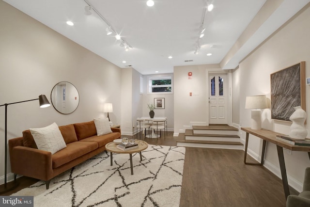 1332 Park Rd NW Unit A, Washington, DC 20010 - living area featuring track lighting, baseboards, and wood finished floors