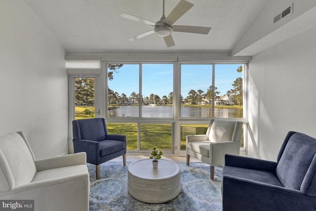 38072 Mockingbird Ln Unit 59, Selbyville, DE 19975 - sunroom / solarium with a water view, lofted ceiling, and healthy amount of natural light