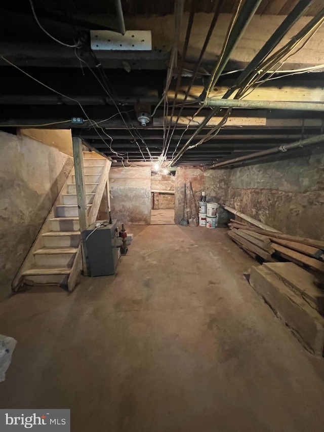 unfinished below grade area with stairway