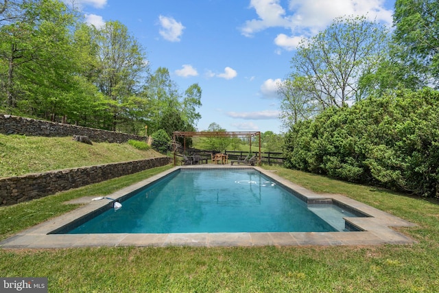 509 Ben Venue Rd, Flint Hill, VA 22627 - outdoor pool with a lawn and a pergola