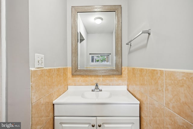 1534 S 19th St, Philadelphia, PA 19146 - bathroom featuring tile walls, vanity, and wainscoting