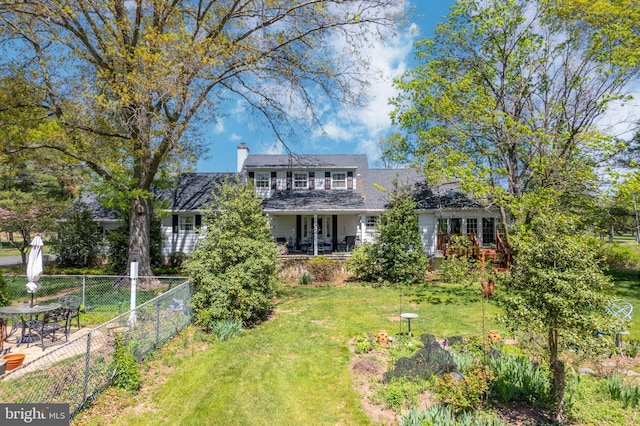 71 Harlingen Rd, Belle Mead, NJ 08502 - view of front of property featuring a chimney, a front lawn, and fence