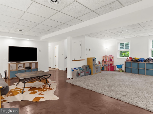 5306 Stone Rd, Frederick, MD 21703 - game room featuring a drop ceiling and finished concrete floors