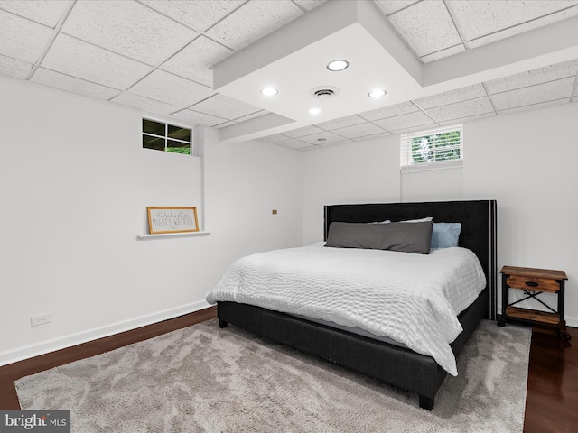 5306 Stone Rd, Frederick, MD 21703 - bedroom featuring a drop ceiling, wood finished floors, multiple windows, and recessed lighting