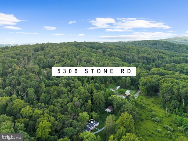 5306 Stone Rd, Frederick, MD 21703 - aerial view of property's location featuring a heavily wooded area and property parcel outlined
