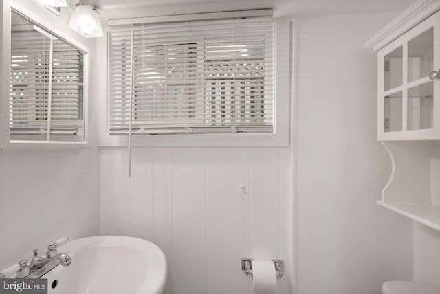 half bathroom with toilet and a sink