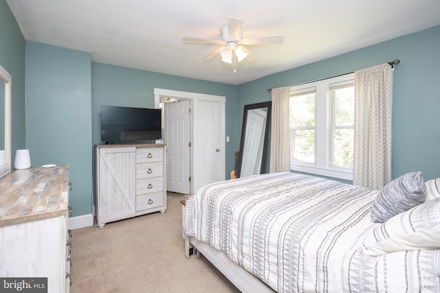 417 Princeton Ave, Cherry Hill, NJ 08002 - bedroom with light colored carpet, ceiling fan, and baseboards