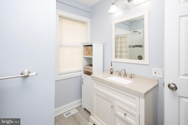 417 Princeton Ave, Cherry Hill, NJ 08002 - bathroom with a shower with curtain, vanity, and baseboards