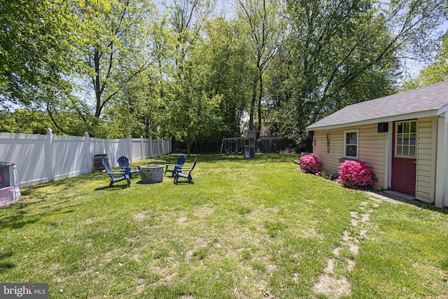 417 Princeton Ave, Cherry Hill, NJ 08002 - view of yard with a fire pit and an outbuilding