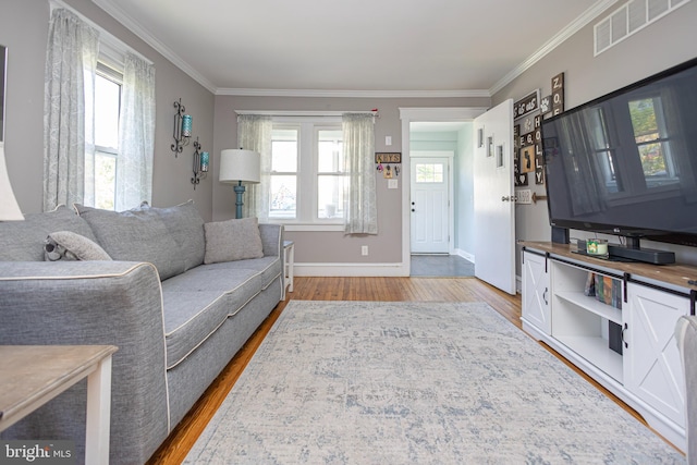 417 Princeton Ave, Cherry Hill, NJ 08002 - living area with wood finished floors, crown molding, and baseboards