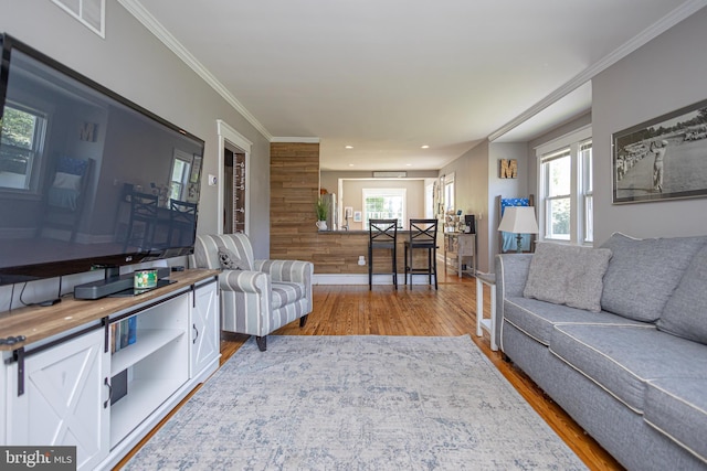 417 Princeton Ave, Cherry Hill, NJ 08002 - living room with wood finished floors, recessed lighting, baseboards, and crown molding