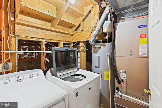 19208 Cross Ridge Dr, Germantown, MD 20874 - washroom featuring electric water heater, independent washer and dryer, and heating unit