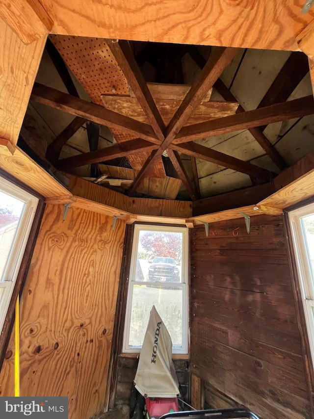 details featuring wooden walls