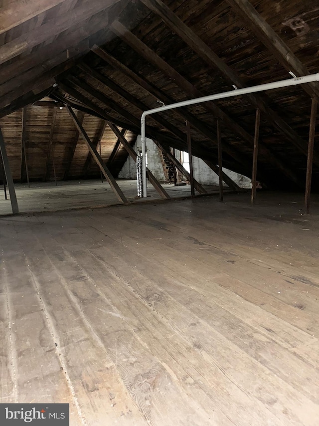 view of unfinished attic