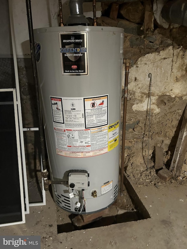 utility room with water heater