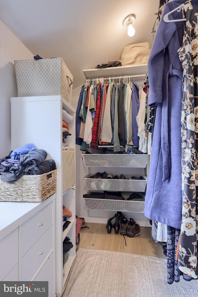 spacious closet with wood finished floors