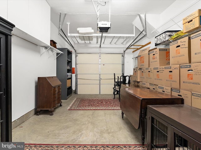 garage with a garage door opener