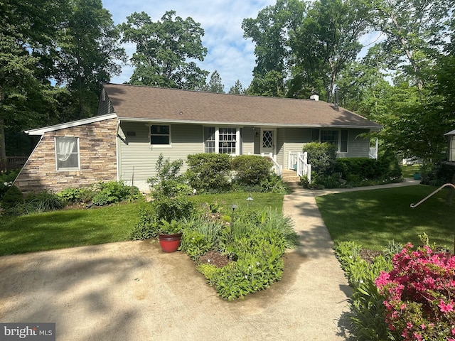 11080 Burwell Rd, Nokesville, VA 20181 - view of front facade with a front yard and stone siding