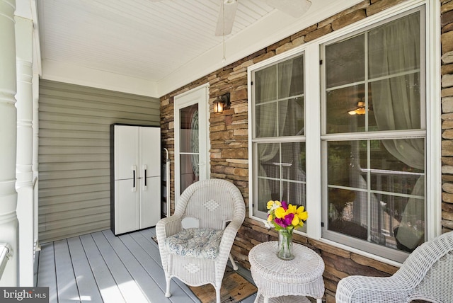 11080 Burwell Rd, Nokesville, VA 20181 - wooden terrace featuring a ceiling fan and a porch