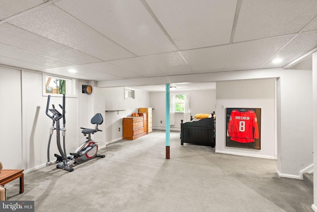 11080 Burwell Rd, Nokesville, VA 20181 - basement with baseboards, carpet floors, a drop ceiling, and recessed lighting