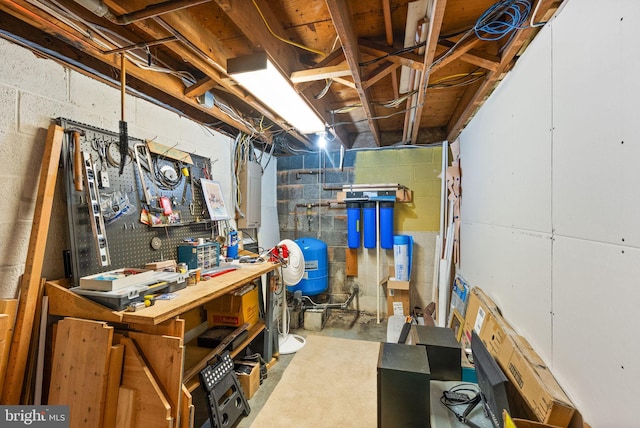 11080 Burwell Rd, Nokesville, VA 20181 - unfinished basement featuring a workshop area and a water pressure tank