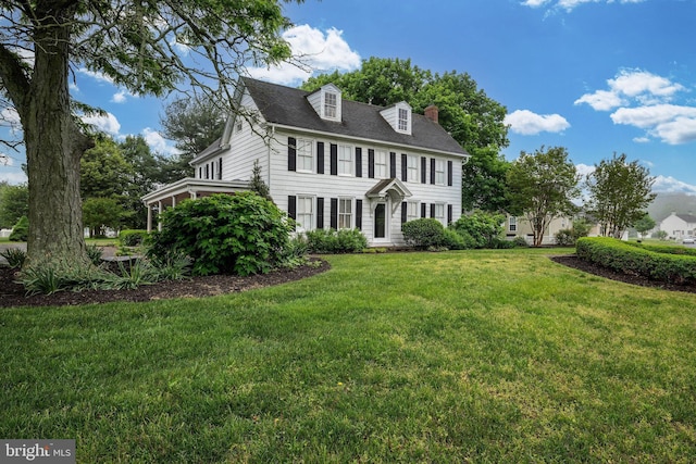 colonial house with a front lawn