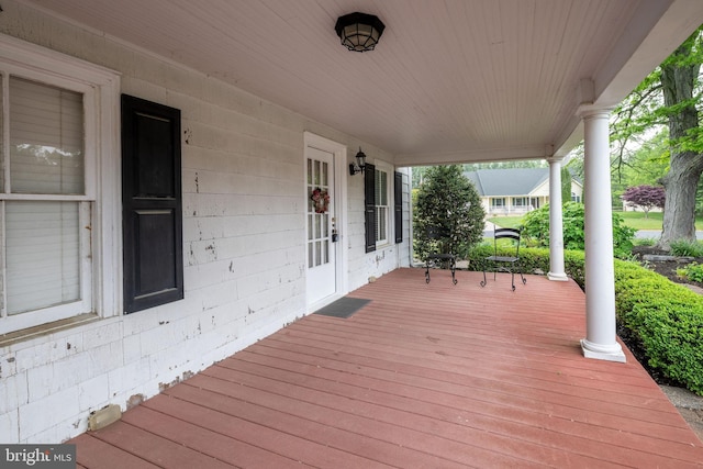 deck with covered porch