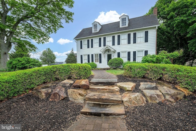 colonial house with a chimney